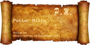 Petter Milla névjegykártya